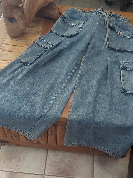 Velvet Denim - Blue Velvet Light Blue Denim Elastic-Waist Wide Legged Jeans